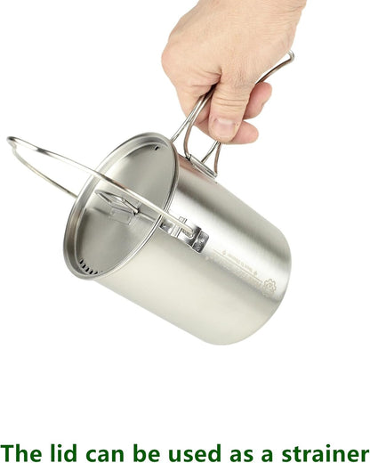 Mastiff Gears ® 304 (18/8) Stainless Steel (FDA Compliant) Lightweight 710ml / 24 fl.oz Camping Cup/Pot for Travel, Bushcraft, Camping and Backpacking (Solo Pot/Cup)