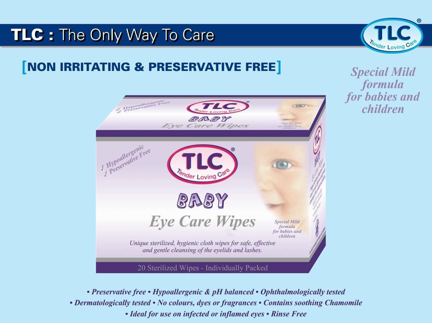 TLC Eye Care Wipes Baby 20's
