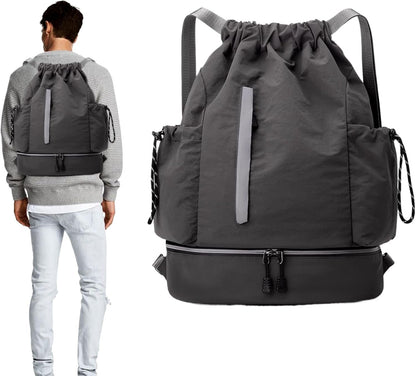 Generico Drawstring Sports Bag Large Capacity, Waterproof Gym Sackpack Travel Backpack, Lightweight Fitness Daypack for Basketball Football Picnic Hiking Outdoor Activities Carrying