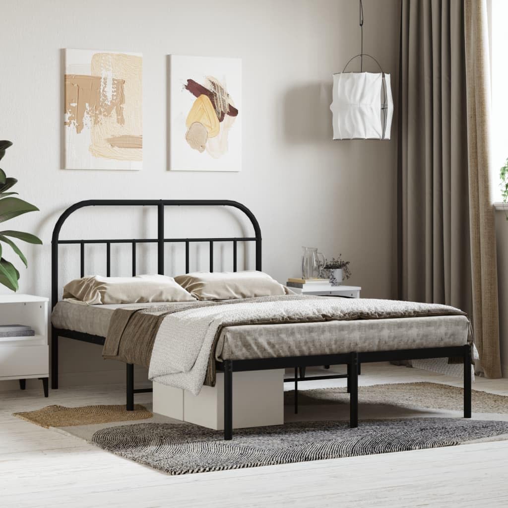 JUNZAI Giroletto con Testiera in Metallo Nero 120x200 cm,Mobili,Letti e Accessori,Letti e telai per Letti