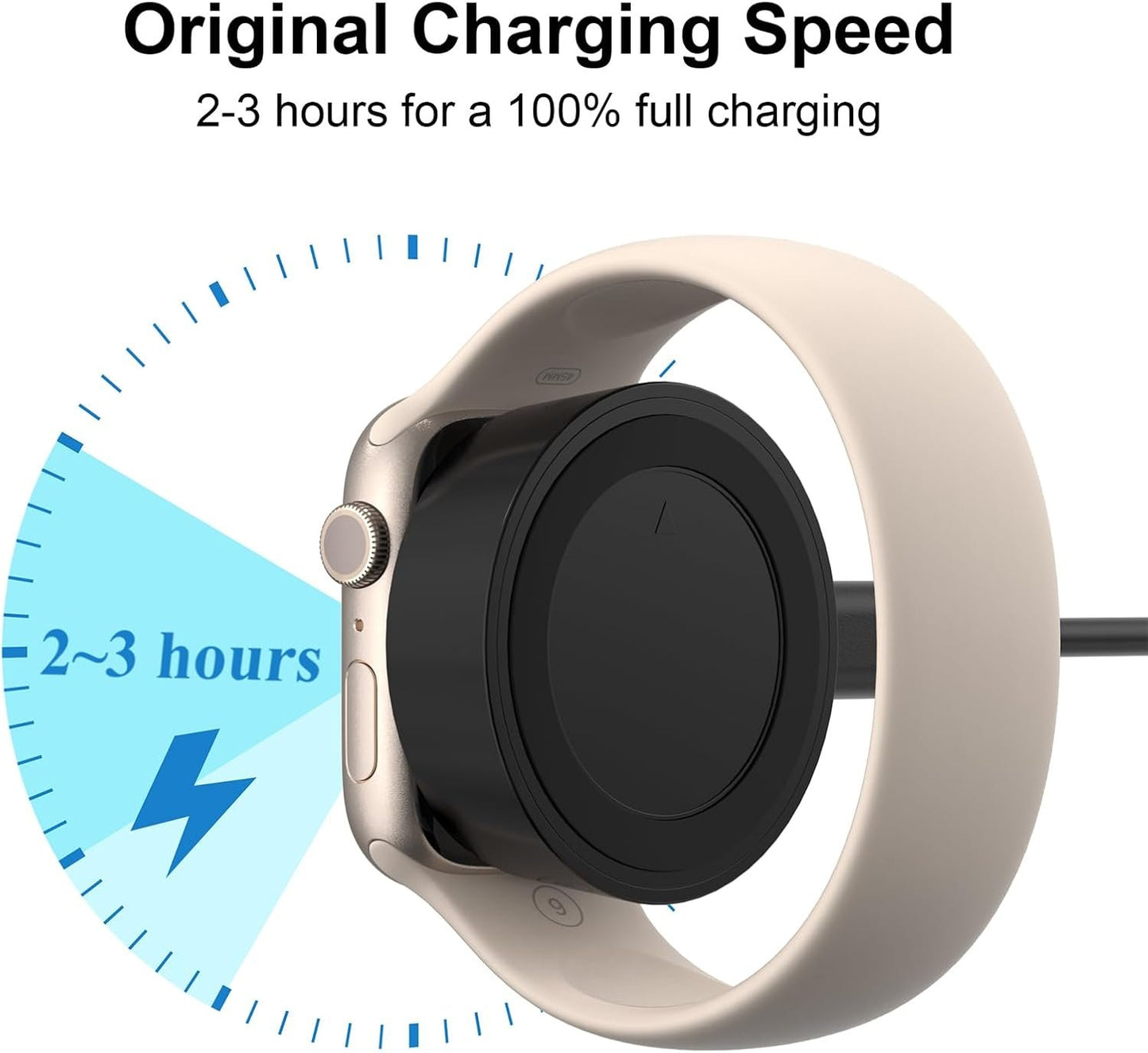 Leonids Magnetic Charger for Apple Watch, USB-C Portable Travel Wireless Cordless Charging Dock for iWatch Series 10 9 8 7 6 5 4 3 2 1 Ultra 1 2/SE 1 2 (Black)