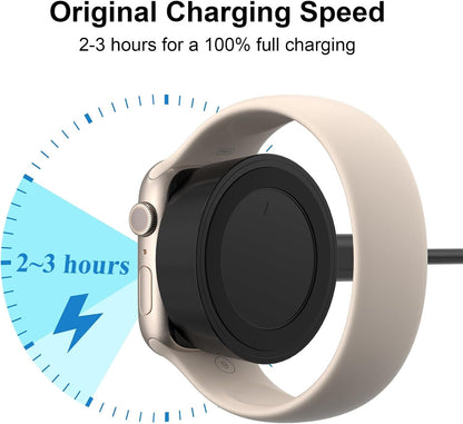 Leonids Magnetic Charger for Apple Watch, USB-C Portable Travel Wireless Cordless Charging Dock for iWatch Series 10 9 8 7 6 5 4 3 2 1 Ultra 1 2/SE 1 2 (Black)