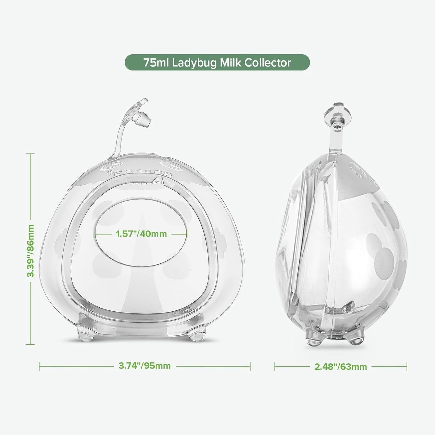 Haakaa Ladybug Milk Collector, Breast Shells Nursing Cup, Silicone Breast Milk Collector, Milk Savers for Breastfeeding, Nipple Shells Protect Sore Nipples Extra-Soft and Reusable (1 Pack, 75ml