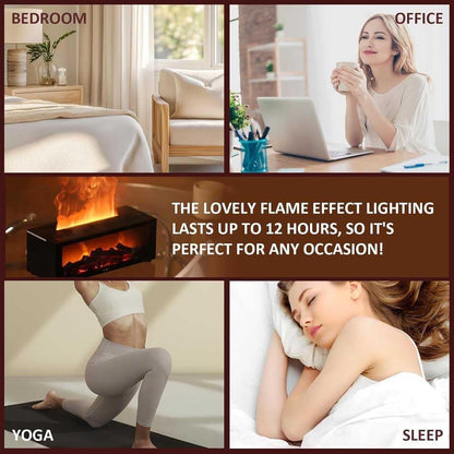 3D Flame Aroma Diffuser for Fireplace, 150 ml 3D Diffuser for Fireplace, Flame Diffuser in 7 Colours, for Home, Room, Office (Black)