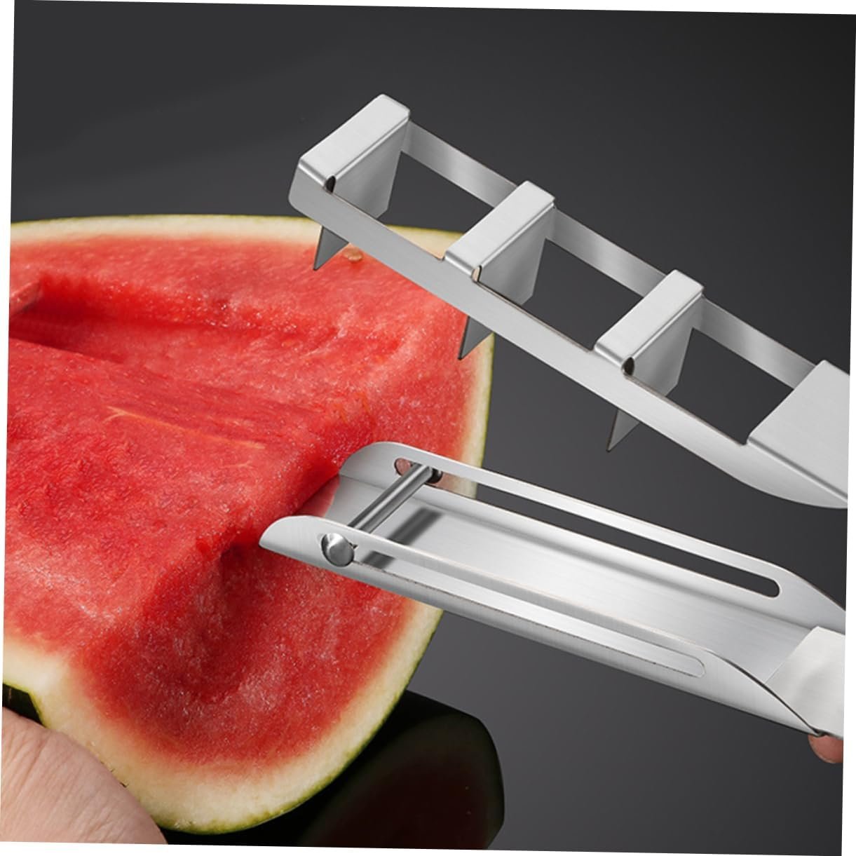 Zerodeko Stainless Steel Watermelon Slicer - Fruit Cutter Watermelon Cutter Slicer Tool Uniform Cube for Fruits Events Picnic Food Prep