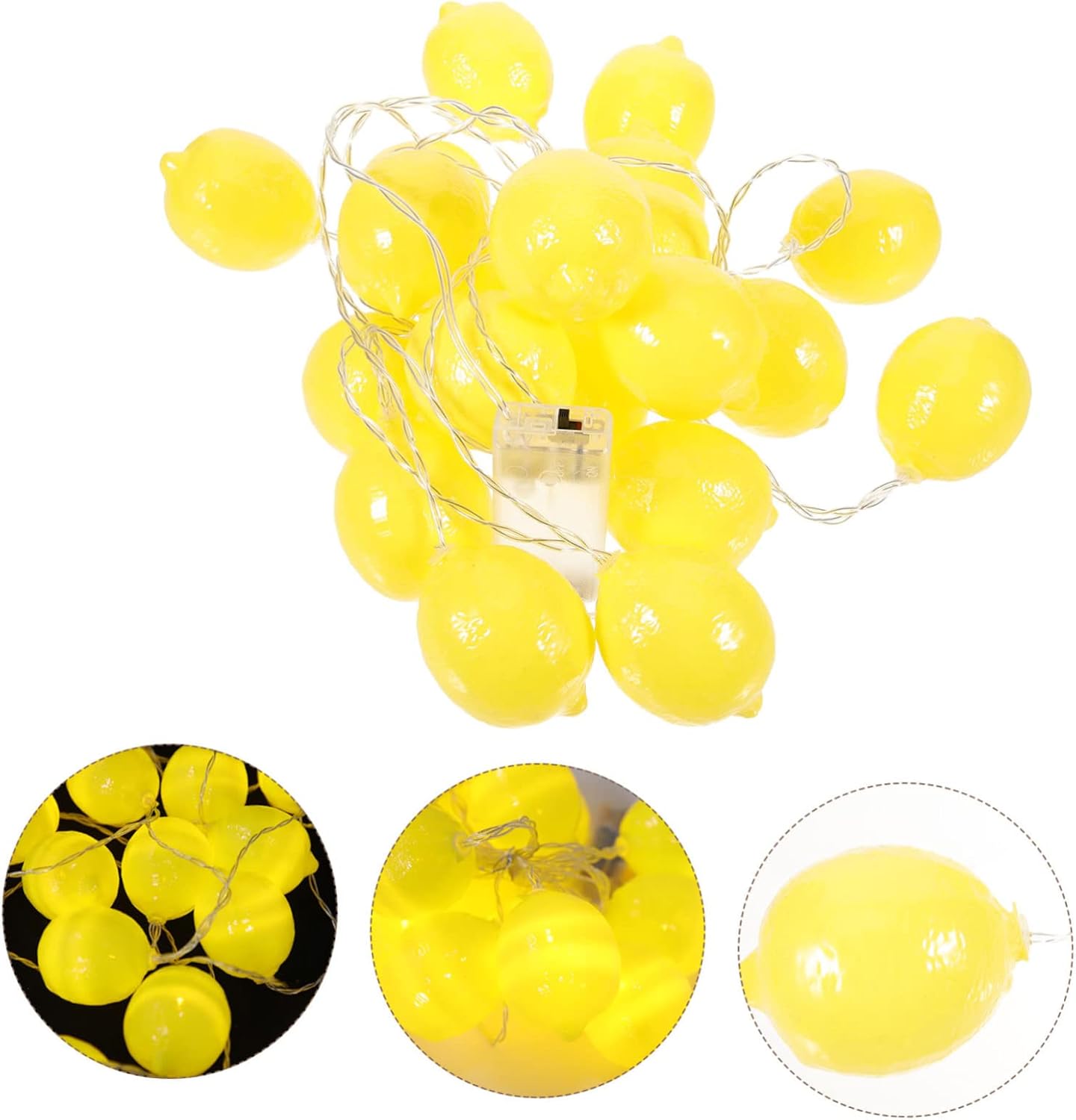 LIFKICH 1 String Lemon Shaped LED String Lights Battery Operated Indoor Hanging Lights for Weddings Parties and Home Decor for Ambience