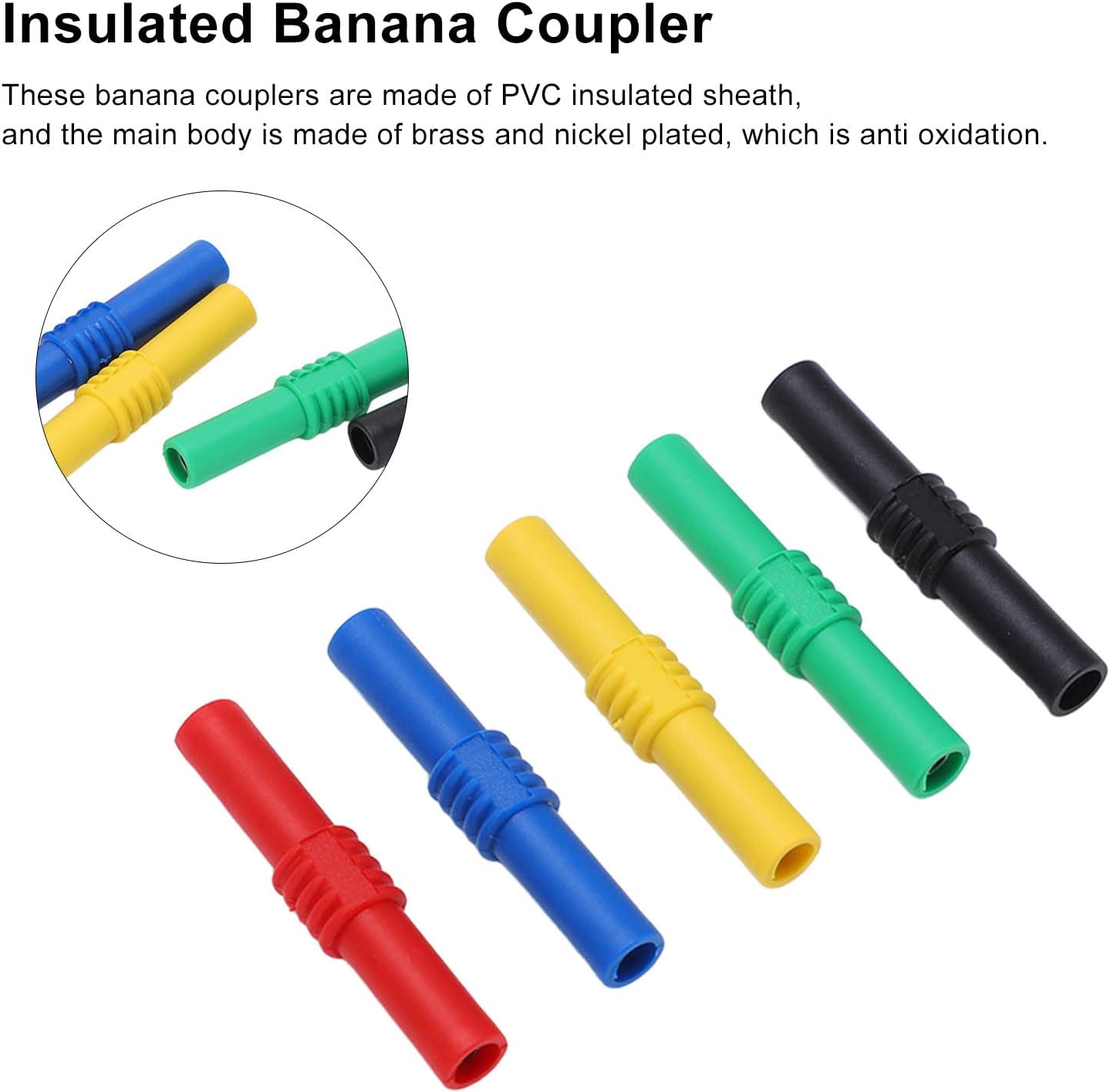 5Words Insulated Banana Couplers, Dual Banana Socket Female to Female Electronic Connector 4mm Banana Plug, F-F Plug Extension Adapter