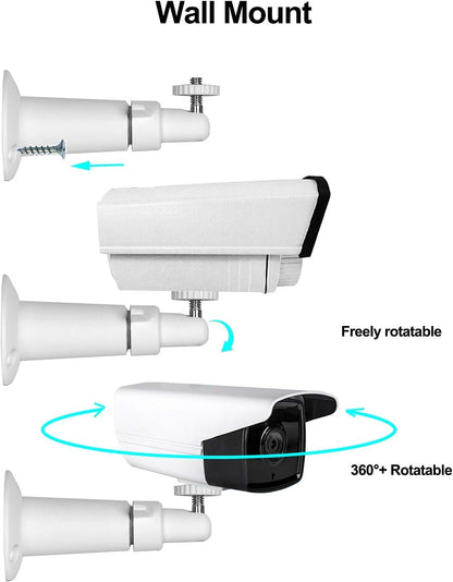 Security Camera Wall Mount Bracket (1/4'') Adjustable Indoor/Outdoor Mount Compatible with Arlo, WYZE, Amcrest, TENVIS, Faleemi, Wansview, CCTV Camera and Other Compatible Models (2 Pack / White)
