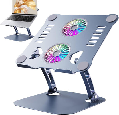 Laptop Cooling Stand | Adjustable Metal Cooling Pad | Adjustable Height Laptop Stand with Double Fan, Ergonomic Foldable Laptop Cooling Pad for Desk Table