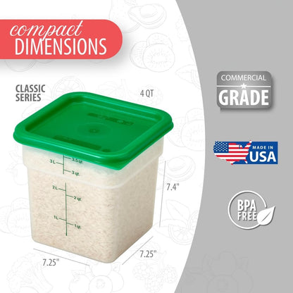 Cambro 4SFSPP190 4 Qt. Translucent Container with SFC2452 Kelly Green Lid, 4Quart, pack of 2