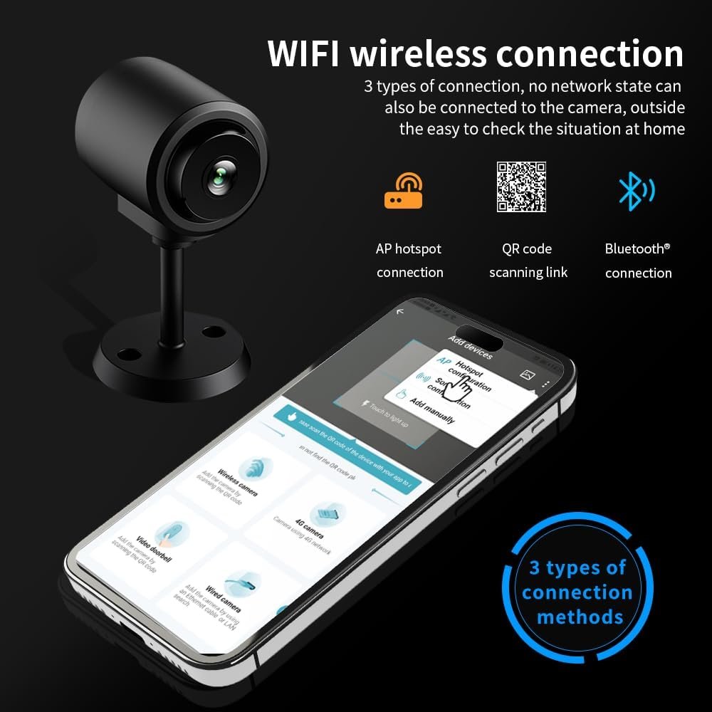 1080p Security Camera (2.4G Only), Small Indoor Camera, WiFi Wireless, Night Vision, Motion Detection, Nanny Cams Wireless with Cell Phone App and Sound for Home Baby Pet Monitoring