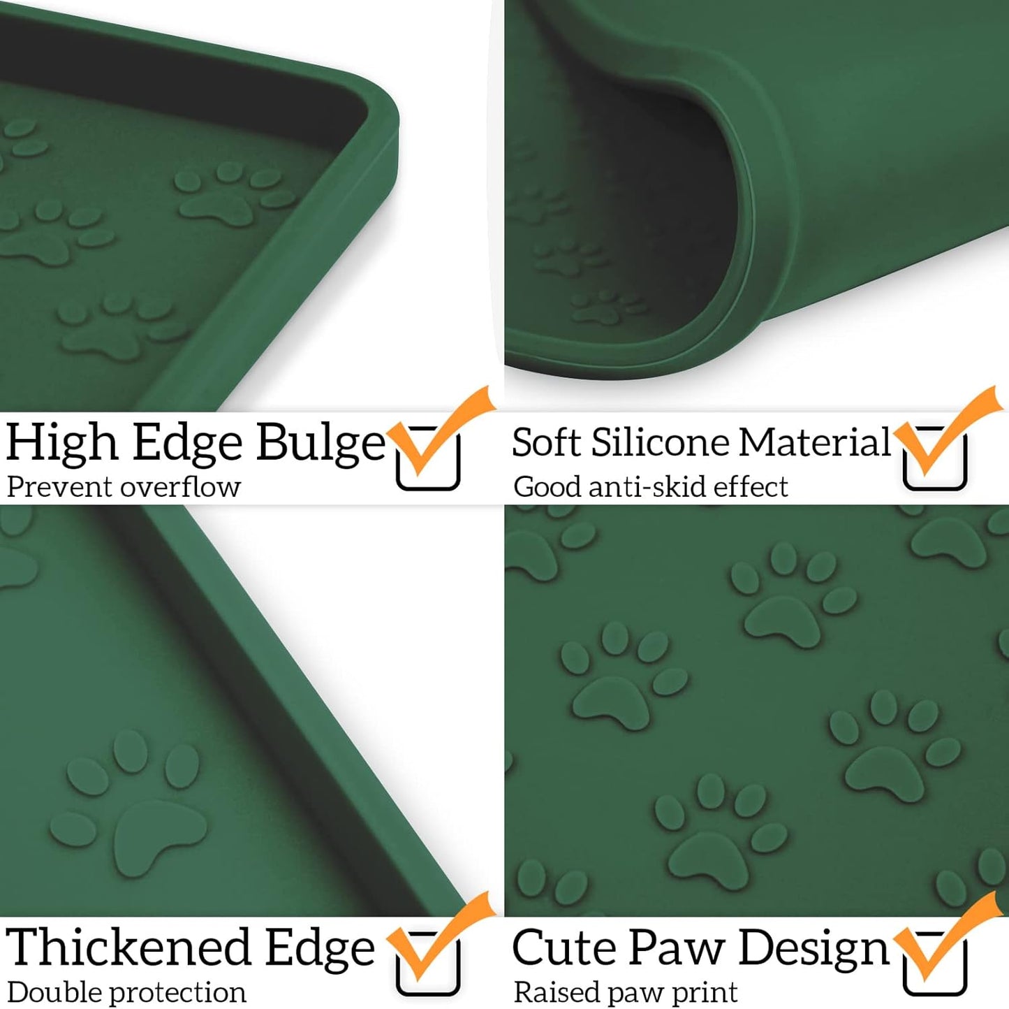 Ptlom Tovaglietta per animali domestici per cani e gatti, in silicone impermeabile, per cibo e acqua, tappetino per cani di taglia piccola, media e grande, impedisce che i residui si rovesciino sul