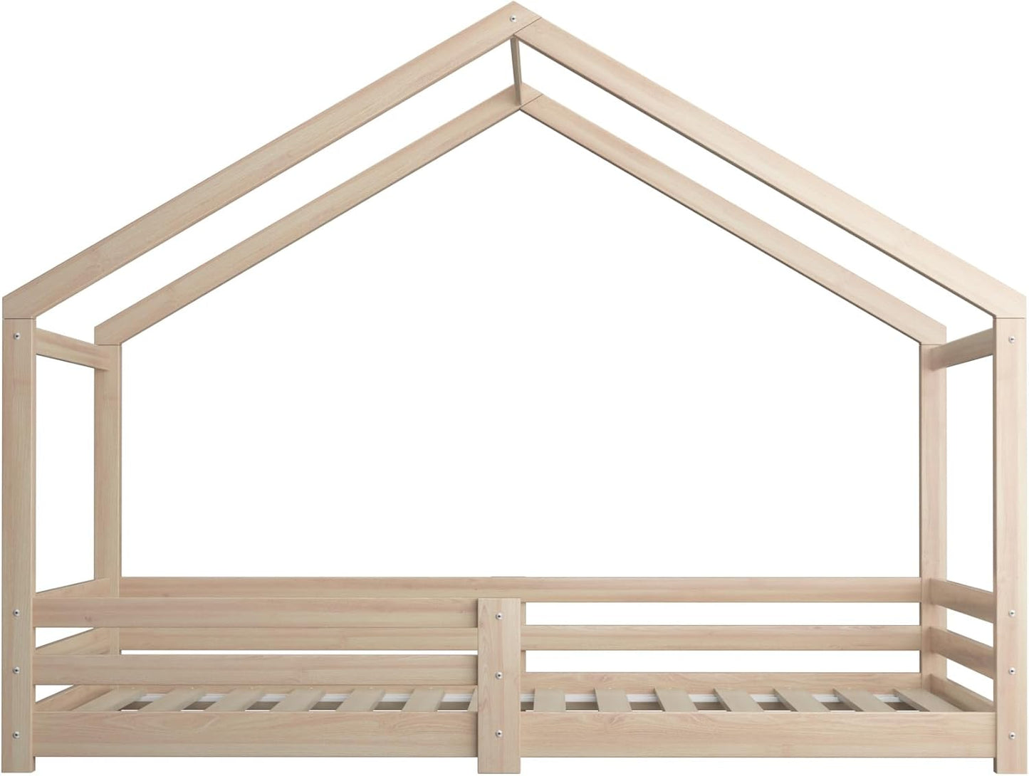 OIKITURE Single Bed Frame Day Beds, Wood Montessori Baby Toddler Kids Toddler Loft Floor Daybed Platform, Wooden Timber Frames Base for Bedroom Room Decor Home Furniture