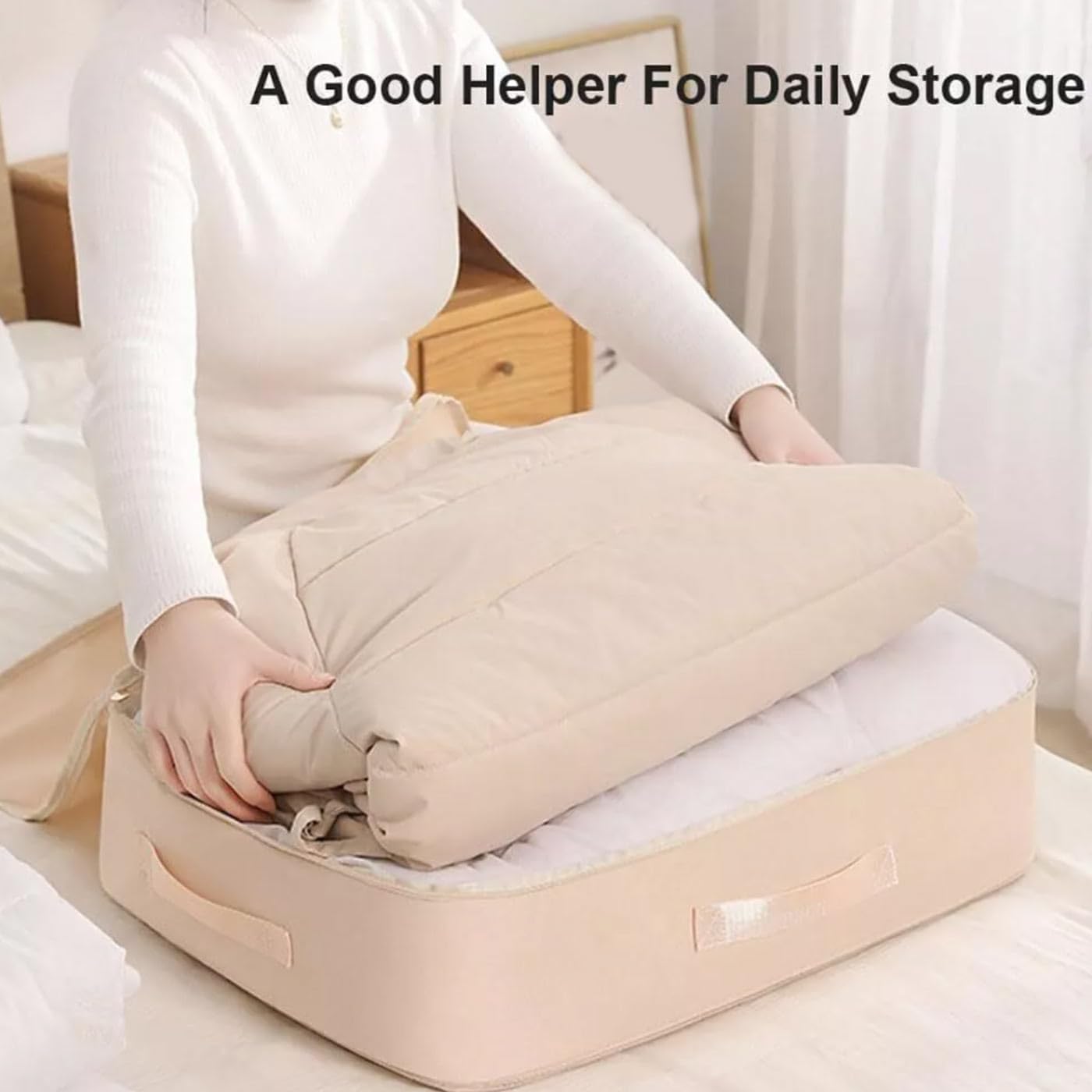Space Saving Self Compression Organizer, Heavy Duty Moving Bags, Storage Bags for Space Saving, with Zipper, Self Compression Moving Organizer Bags for Comforters, Clothes, Blankets (Gray, Large)