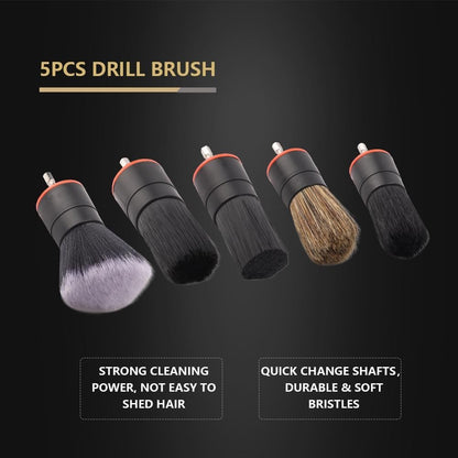 SPTA Hair Drill Brush Attachment - 5 Pcs Mixed Drill Brush Head Set, Auto Detail Car Detail Brush for Cleaning Interior or Exterior