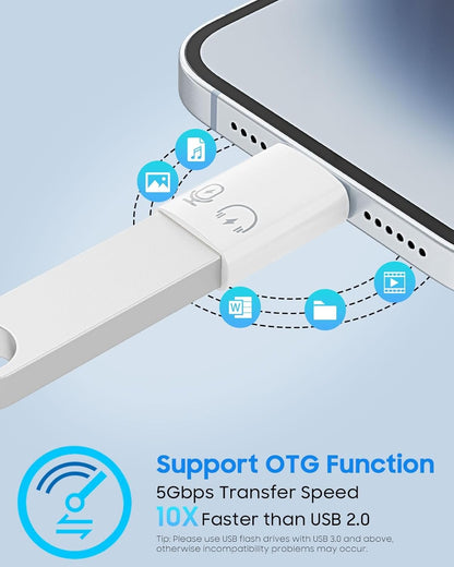 MoKo USB C Female to Lightning Male Adapter, Lightning Male to USB-A Female OTG Adapter Connector for iPhone 14/13/12/11 Pro Max/iPad/iPod/AirPods, Support 10W Fast Charging/Data Transfer/Audio