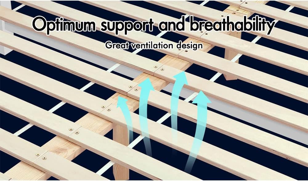 ALFORDSON Double Bed Frame Wooden Bed Base with Timber Slats, Solid Pine Wood Mattress Base Platform Support, Bed Foundation with Storage Space, Home Bedroom Furniture (Fenella Series in White)