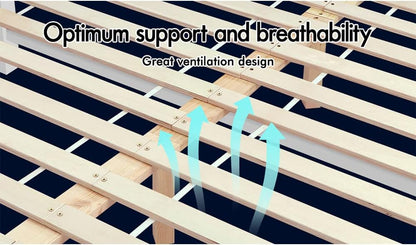 ALFORDSON Double Bed Frame Wooden Bed Base with Timber Slats, Solid Pine Wood Mattress Base Platform Support, Bed Foundation with Storage Space, Home Bedroom Furniture (Fenella Series in White)