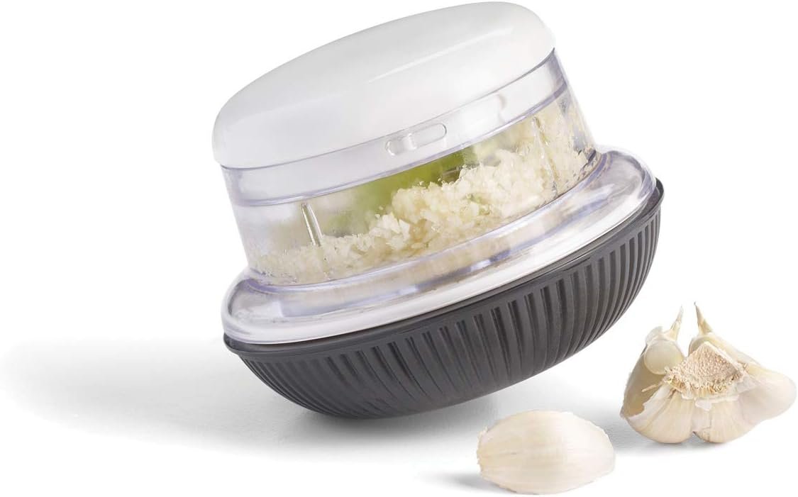 Starfrit Mini Rolling Chopper - Effortless Chopping with Dual Blades - Non-Slip Base - White