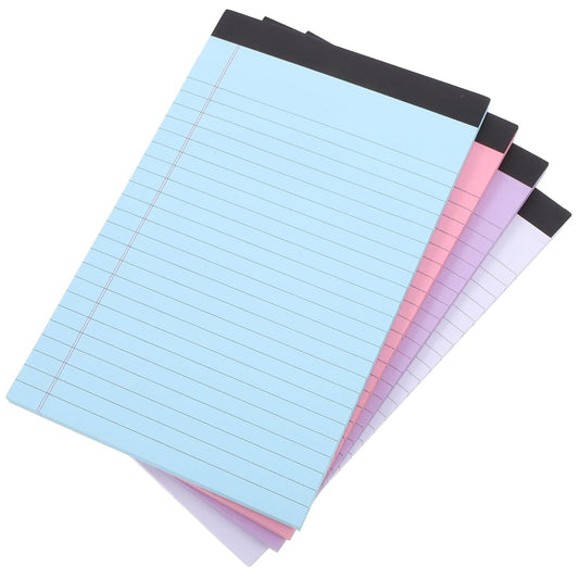 EXQUIMEUBLE 4pcs Legal Pads Colored Writing Notebooks Lined Paper Memo Pads for School College Office Elegant Minimalist Design for Note Taking Do Lists