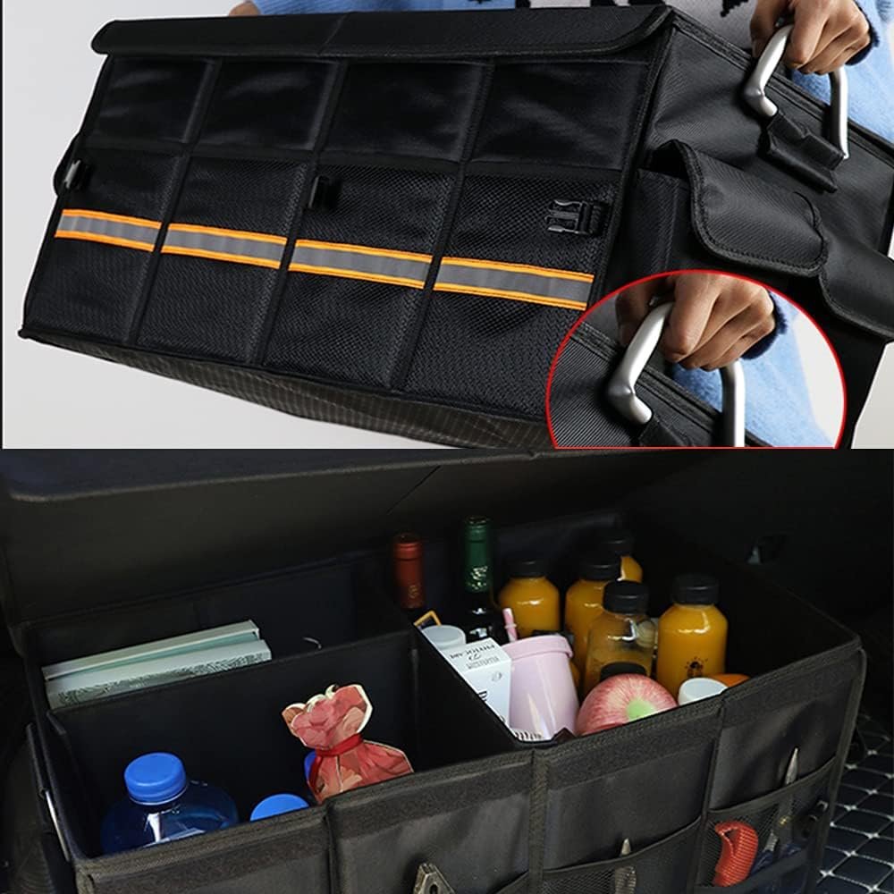 Car Trunk Organizer, YUOCT Car Storage Organizer, Collapsible Multi Compartment Car Organizer, SUV Trunk Organizer, Non Slip Bottom, Reflective Straps - Essential Car Accessories (XL 35.4x13.8x11.8in)