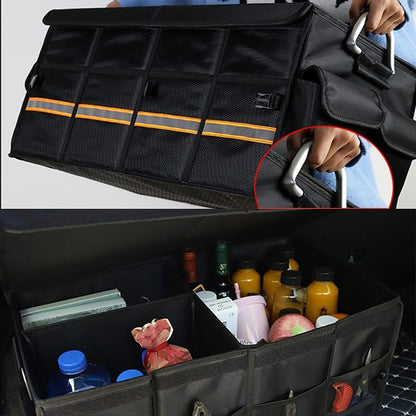 YUOCT Car Trunk Organizer Boot Bag Collapsible Trunk Organizer with Foldable Cover Aluminium Alloy Handle Reflective Strip for Auto, SUV, Truck, Minivan XL(35.4x13.8x11.8in)