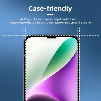 NEW'C 4 Pack, 2 x Glass Screen Protector for iPhone 14 (6.1") and 2 x Camera Lens Protector, Scratch-Resistant, No Air Bubbles, Extremely Durable, 9H Hardness Tempered Glass