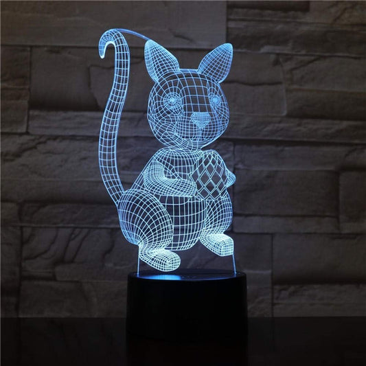 ZGSBT Lampada illusione 3D Luce notturna a LED Cat Animal Cambiare atmosfera Lampada 7 colori Usb Lampada da tavolo per la decorazione del partito Oggettistica per la casa per Regalo di compleanno