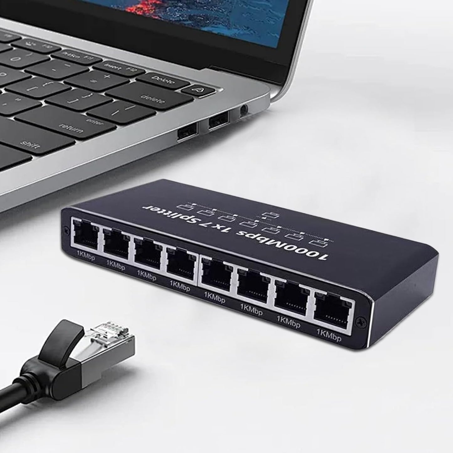 Network Hub,8-Port Internet Hub | 1000Mbps High Speed Plug and Play Adapter, Portable Extender, Desktop or Wall Mount