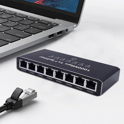 Network Hub,8-Port Internet Hub | 1000Mbps High Speed Plug and Play Adapter, Portable Extender, Desktop or Wall Mount