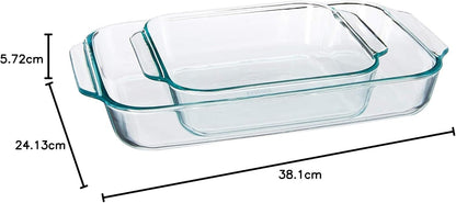 Pyrex 2Piece Basics Value Pack1-Basics 8"/2 dish1-Basics 3 Quart Oblong Bake Dish, 2.2, Clear