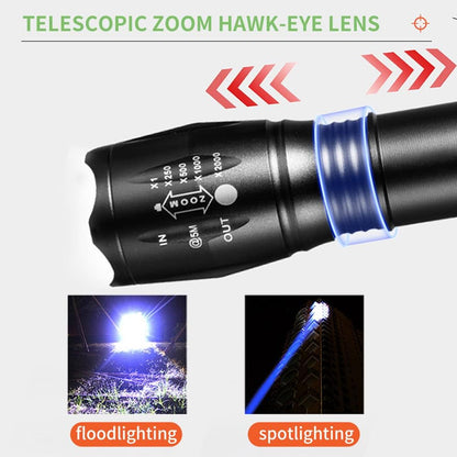 YZYOE Two-in-one Flashlight with White Light and Green Light，Green Flashlight Rechargeable， Outdoors Zoom Green Tactical Flashlight ，2 Modes.