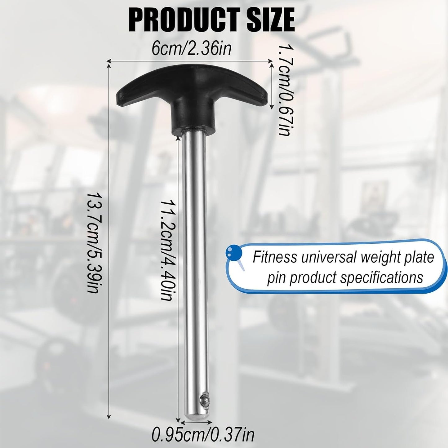 Crescent-Shaped Weight Stack Pin, Pin Tensile 3/8 Inch Diameter 4.4 Inch Locking Space Heavy-Duty Gym Pin Weight Plate Pin for Home Gym Exercise Machine Accessories