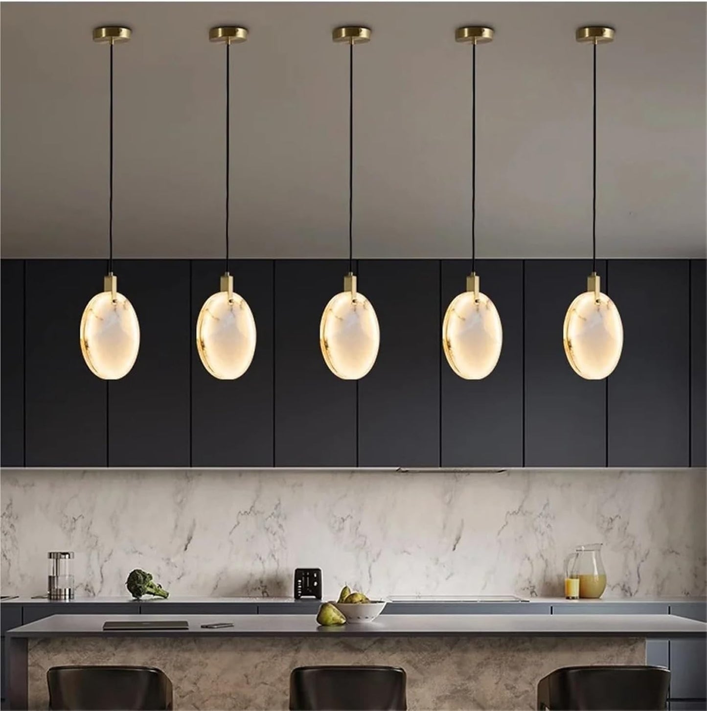 Home Deco Marble LED Dimmable Lustre Hanging Lamps Chandelier Lighting Lustre Suspension Luminaire Lampen For Dinning Room ﻿ Ring