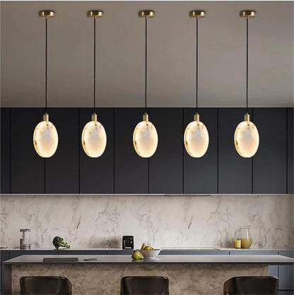 Home Deco Marble LED Dimmable Lustre Hanging Lamps Chandelier Lighting Lustre Suspension Luminaire Lampen For Dinning Room ﻿ Ring