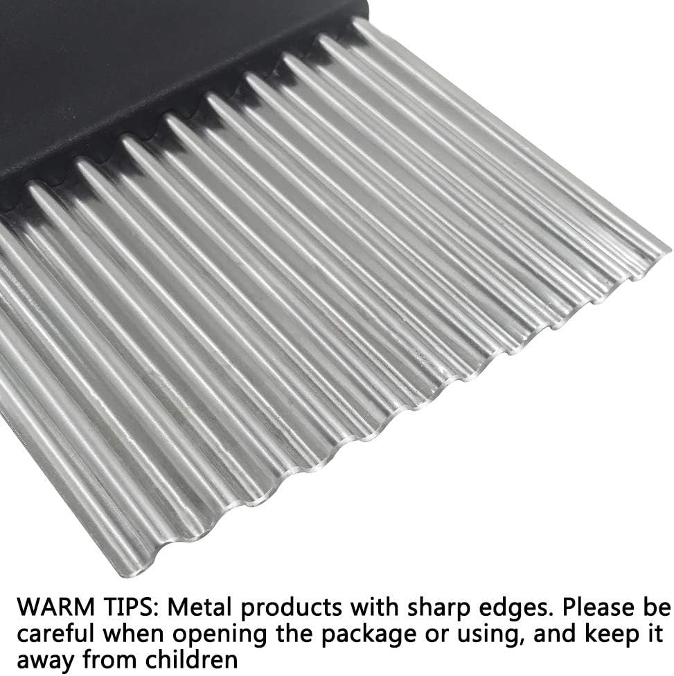 2 pcs Crinkle Choppers, FineGood 7.2" 5.5" French Fries Chips Chopping Knives, Stainless Steel Blade Slicers, Fruit Vegetable Salad Cutter Cutting Tool