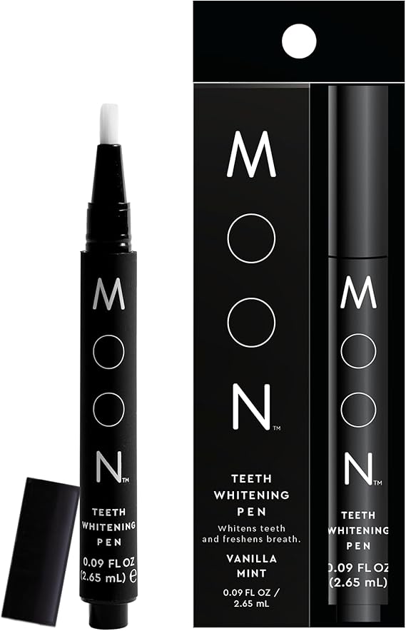 MOON Teeth Whitening Pen - Gentle on Sensitive Teeth, Whitens with Antioxidants & Essential Oils - Vegan Whitening Gel in an Easy Applicator - Vanilla Mint
