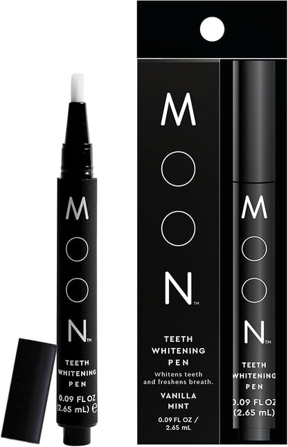 MOON Teeth Whitening Pen - Gentle on Sensitive Teeth, Whitens with Antioxidants & Essential Oils - Vegan Whitening Gel in an Easy Applicator - Vanilla Mint