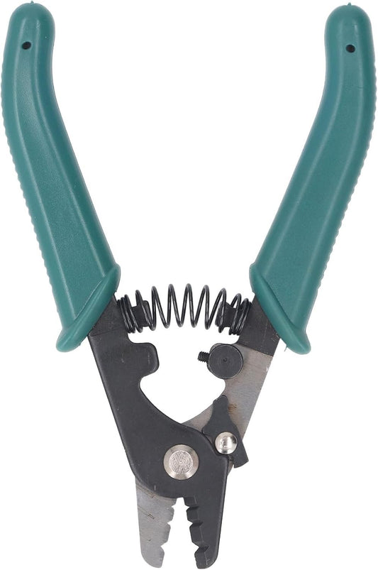VELATEMOR 3 Hole Fiber Stripper, Quick & Accurate Optic Fiber Stripping Tool with Safety Lock, Automatic Reset Spring, Ergonomic Design, Long Lasting for Electrical Work