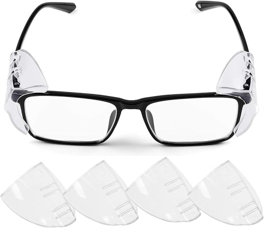 Mizoxy 2 Pairs Safety Eyeglass Side Shields, Slip-On Clear Protection for Prescription Glasses, Fits Small to Medium Eyewear for Added Safety