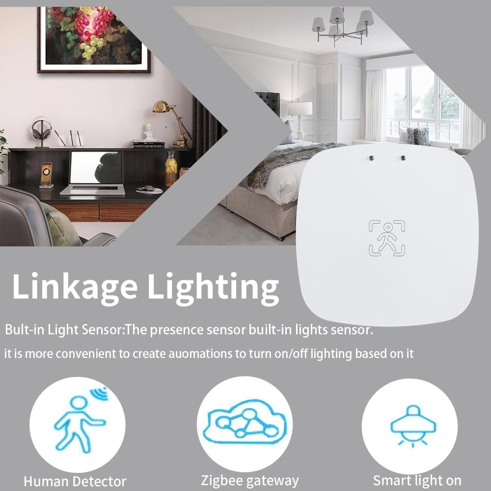 MmWave Human Presence Sensor,Zigbee Millimeter Wave Radar PIR Wired Motion Sensor,Requires TUYA HUB,Support Home Assistant via Zigbee2mqtt,for Indoor Home Automation