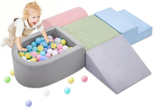 Climbing Toys for Toddlers, Foam Climbing Blocks and Ball Pit for Baby, 5-Piece Soft Foam Toddlers Toys,Crawling Toys Soft Foam Blocks Activity Play Set(Balls not Included)