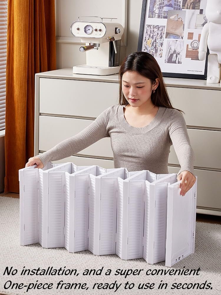 FUYUN Plastic Shoe Organizer - Stackable and Foldable 6-Tier Shoe Boxes for Closet, Clear and Space-Saving Sneaker Containers, No Assembly Required