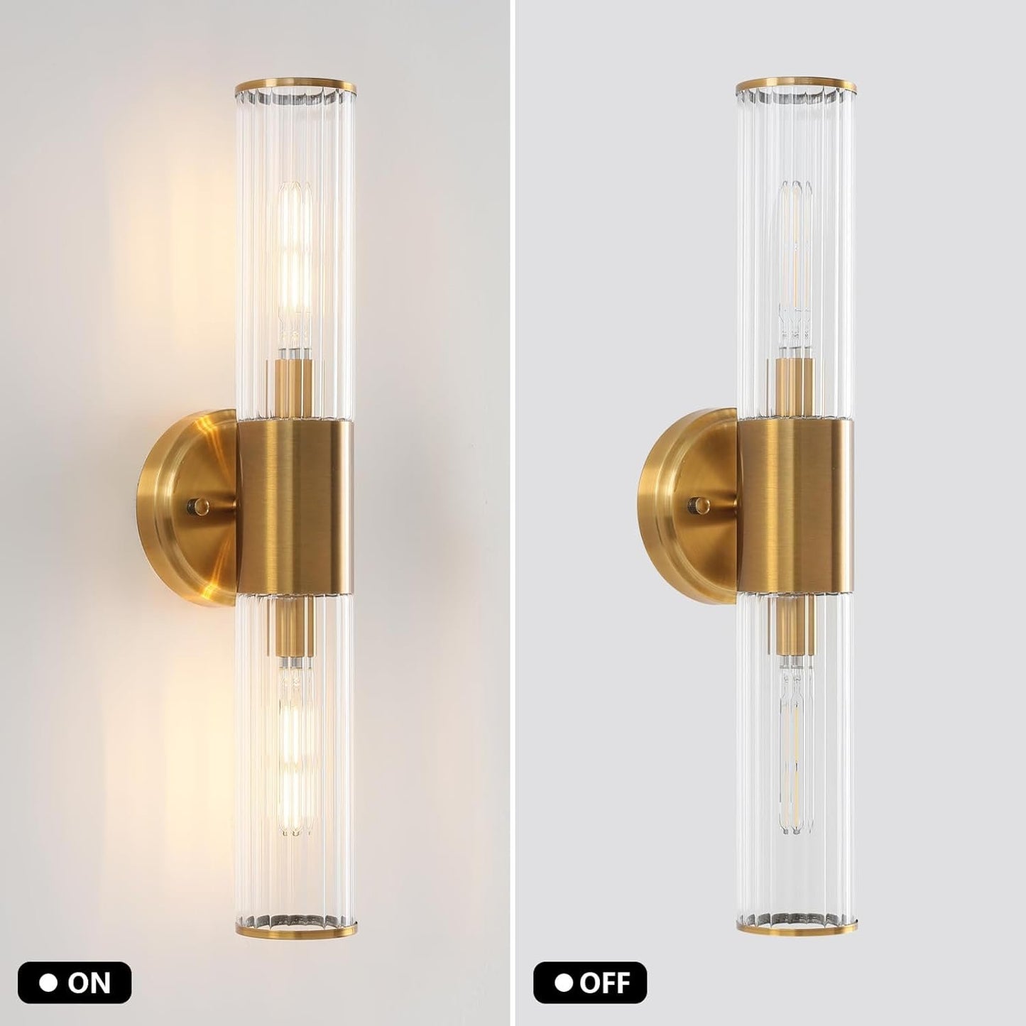 Wall Sconce Brushed Brass Gold Wall Sconces Set of 2 with Stripped Glass Wall Light Sconces Wall Lighting Wall Sconces Lighting Applique Murale Interieur Wall Lamp Luminaire Mural for Bathroom