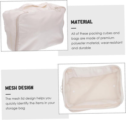 ANDRESLAD Travel Packing Cubes Storage Bags Set of Polyester Mesh Lid Space-saving for Suitcase Organization