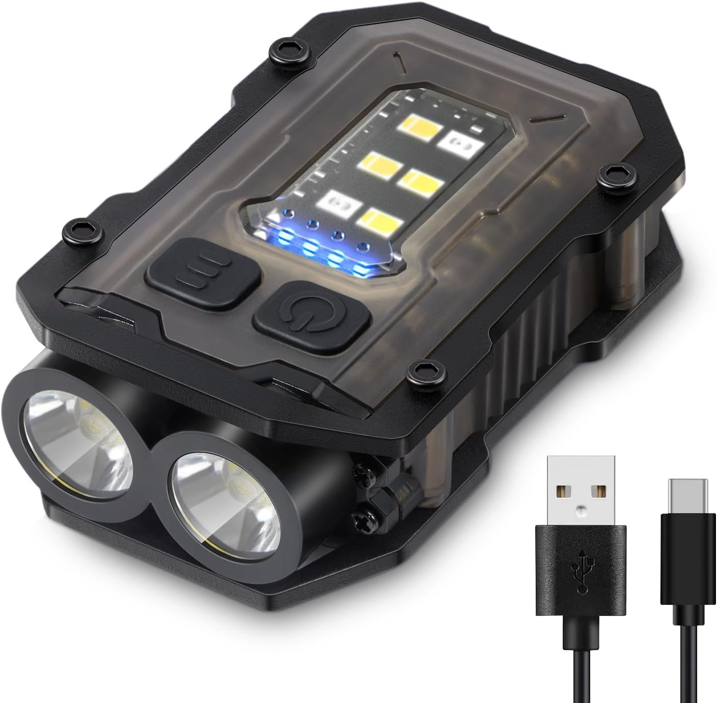 AYKEYON-K Flashlights High Lumens - Super Bright 800 LM, USB C Rechargeable LED Keychain Flash Light with COB Side Light, 8 Modes, IPX5 Pocket Flashlight,Tactical Flashlight（Black）