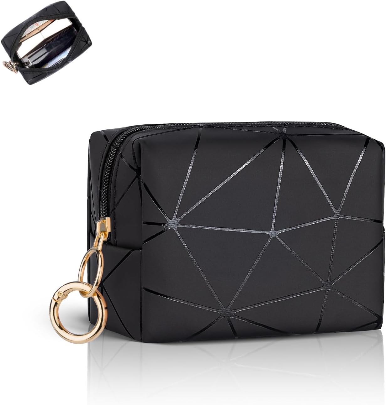 Women's Make-up Bag, Small PU Makeup Bag for Cosmetics, Women's Multifunctional Makeup Bag, Portable Travel Toiletry Bag, Waterproof Toiletry Bag, Gift Ideas, A-pink, Lipstick Organizer Bag