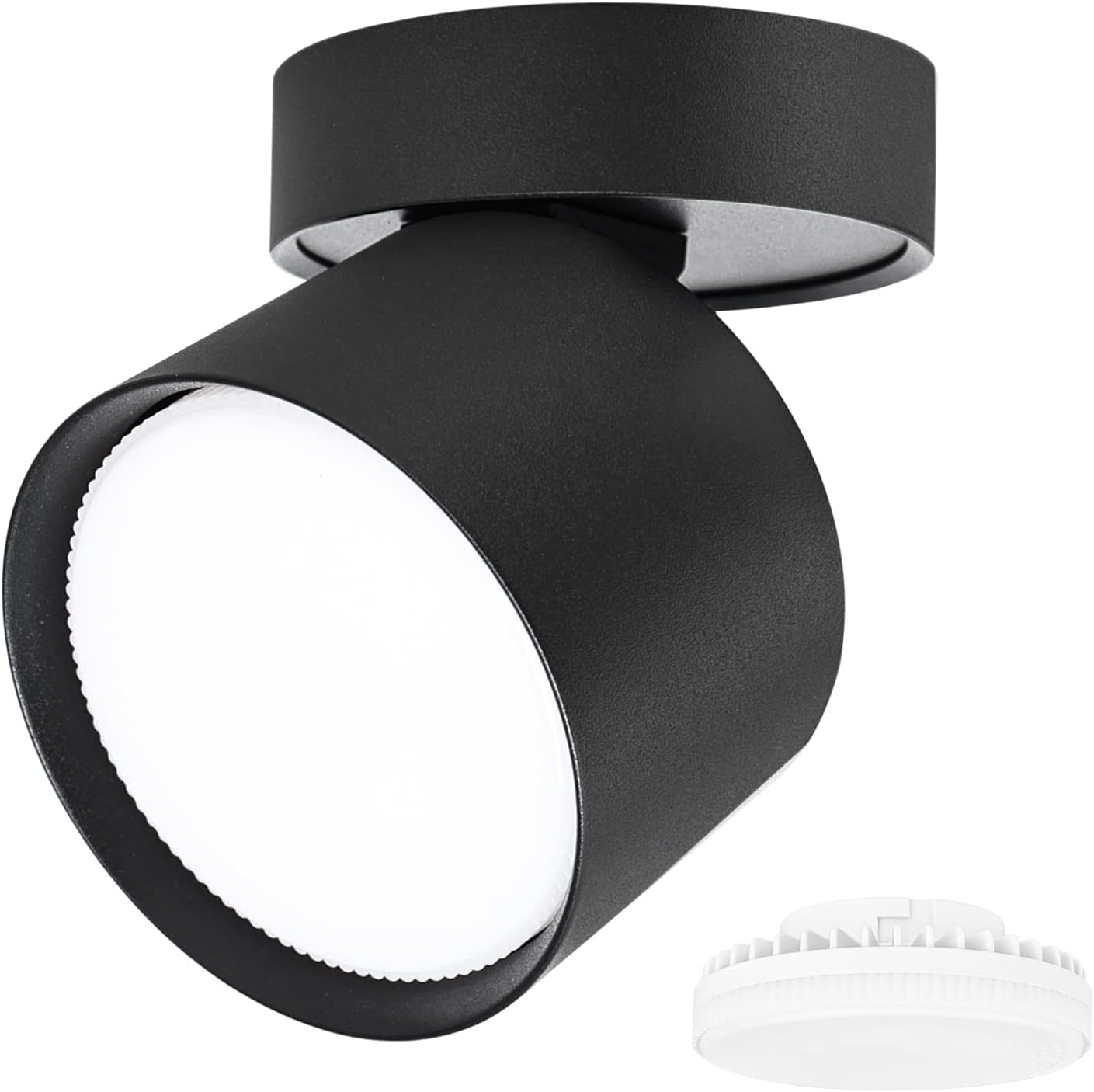 KYOTECH Adjustable LED Ceiling Spotlight Ø84 x 80 mm with Interchangeable 6 W GX53 LED Bulb Spot Light Black Ceiling Spotlights Warm White Light 3000 K 550 LM Ceiling Light