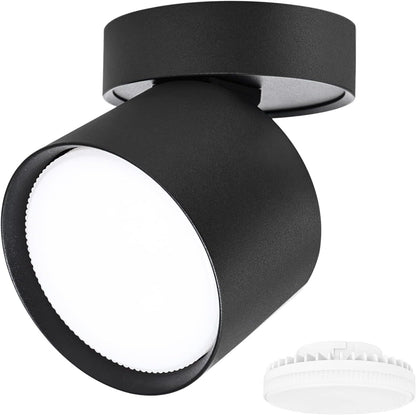 KYOTECH Adjustable LED Ceiling Spotlight Ø84 x 80 mm with Interchangeable 6 W GX53 LED Bulb Spot Light Black Ceiling Spotlights Warm White Light 3000 K 550 LM Ceiling Light