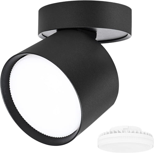 KYOTECH Adjustable LED Ceiling Spotlight Ø84 x 80 mm with Interchangeable 6 W GX53 LED Bulb Spot Light Black Ceiling Spotlights Warm White Light 3000 K 550 LM Ceiling Light